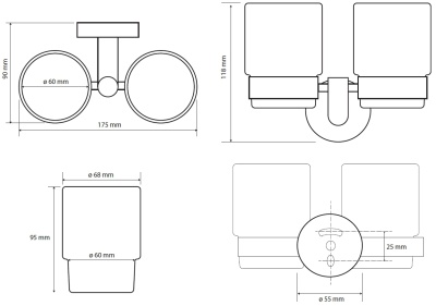 Стакан для зубных щеток Bemeta Neo 104210025 двойной Белый Стакан для зубных щеток Bemeta Neo 104210025 двойной Белый
