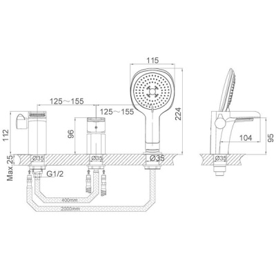 На борт ванны D&K Berlin Technische DA1434215 Хром Черный