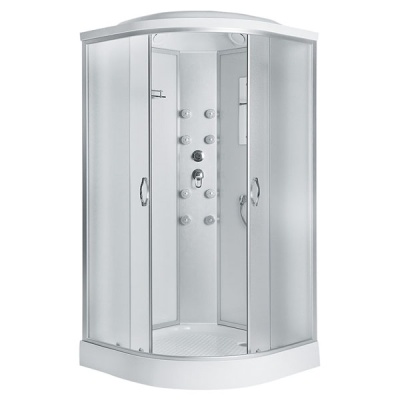 Душевая кабина Erlit Comfort ER3509PF 90x90 см с гидромассажем задняя стенка Белая стекло матовое