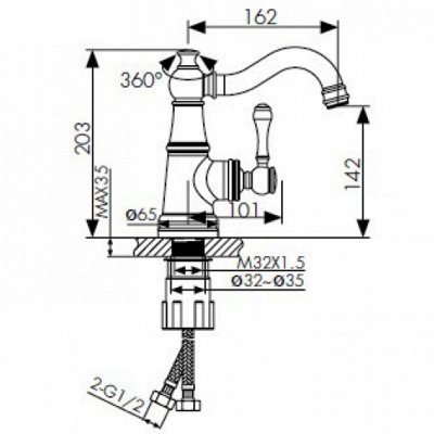 Смеситель для раковины Kaiser Aria 03011 Хром