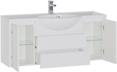 Тумба под раковину Aquanet Лайн 120 164938 подвесная Белая