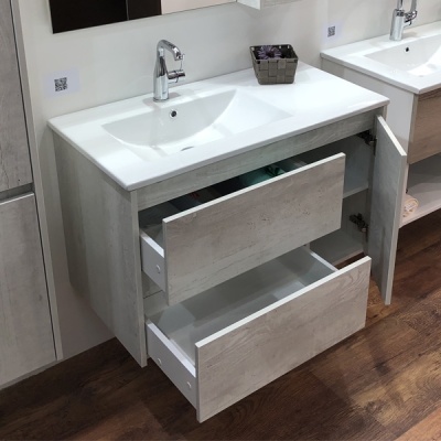 Тумба с раковиной Comforty Бремен 90 4142375 подвесная Дуб белый