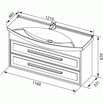 Комплект мебели для ванной Aquanet Остин 120 213130 подвесной Белый глянец Дуб сонома