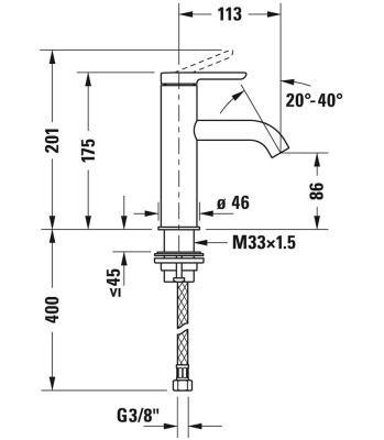 Смеситель для раковины Duravit C.1 C11020002010 Хром