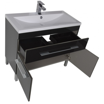 Тумба под раковину Aquanet Верона 100 182711 1 ящик 2 дверцы Черная