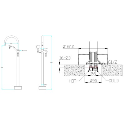 Смеситель для ванны Boheme Imperiale 289 Золото