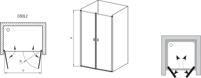 Душевая дверь в нишу Ravak Chrome CSDL2-110 сатин+транспарент