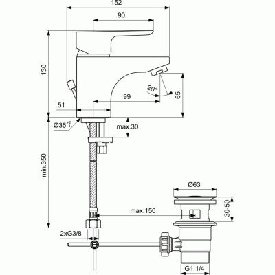 Смеситель для раковины Ideal Standard Ceraplan III B0701AA Хром
