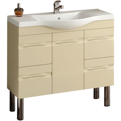 Тумба с раковиной SanVit Прима 90 с фактурой под дерево прямые ручки Акация светлая