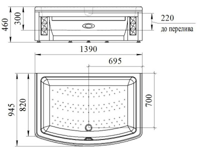 Акриловый поддон для душа Radomir Диана 140x95x46 1-11-0-0-0-014 Белый