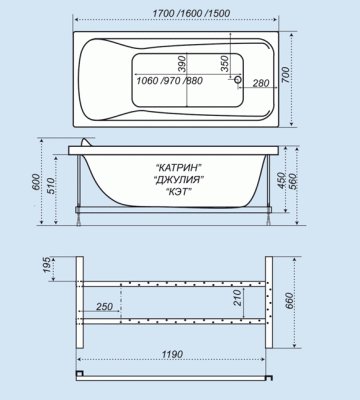 Акриловая ванна Triton Кэт 150x70 без гидромассажа