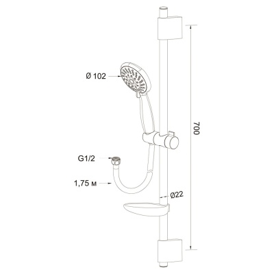 Душевой гарнитур Latuno L80049 Хром