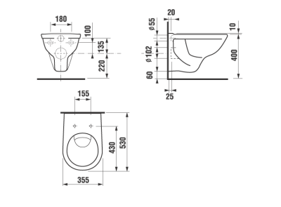 Унитаз Jika Dino rimless 2137.7.000.000.1 подвесной без сиденья