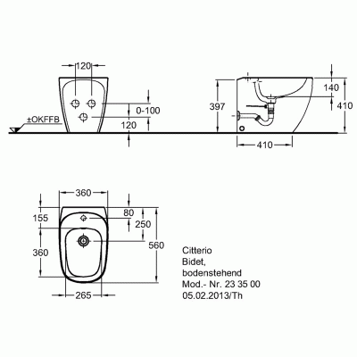 Биде Keramag Citterio 233500000 Белое альпин
