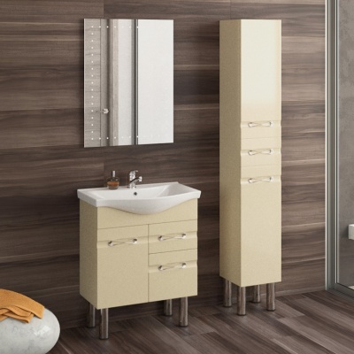 Тумба с раковиной SanVit Прима 65 kprim065 с фактурой под дерево витые ручки Акация светлая