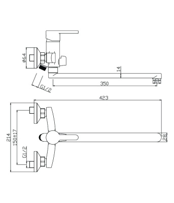 Смеситель для ванны Olive's Torres 17221TR универсальный Хром