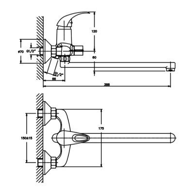 Смеситель для ванны Groft Hansberg 006 GF1008 универсальный Хром