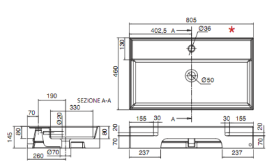 Раковина Scarabeo Teorema 8031R-80 Белая