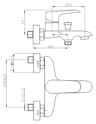 Смеситель для ванны WeltWasser Bonn 303 WT 10000002004 Белый Хром