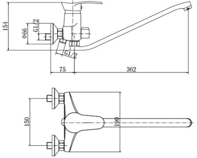 Смеситель для ванны Fashun A2201 универсальный Хром Смеситель для ванны Fashun A2201 универсальный Хром