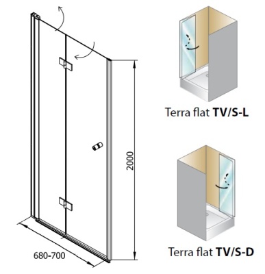 Душевая дверь в нишу Kolpa San Terra Flat TV/S 70 Хром R