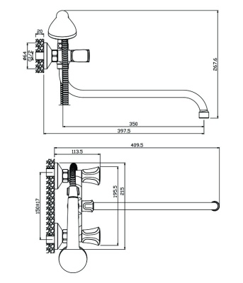 Смеситель для ванны Olive's Vasco 27241VS Хром