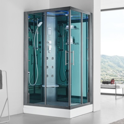 Душевая кабина SSWW BU621 L 120x80 с баней профиль Голубой сапфир матовый задняя стенка зеркальная