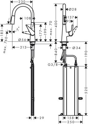 Смеситель для кухни Hansgrohe Talis M5116-H200 73851800 Сталь