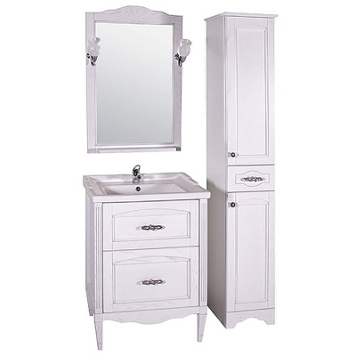 Шкаф пенал ASB-Woodline Римини Nuovo 30 Белый патина серебро