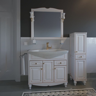 Тумба под раковину ASB-Woodline Верона 90 Белый с золотой патиной