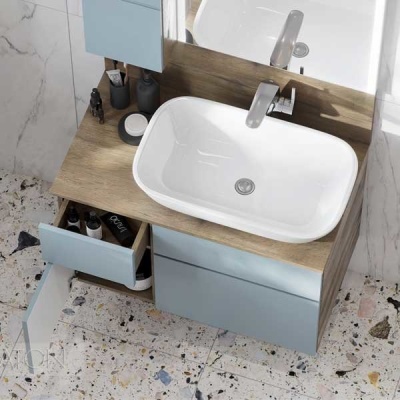 Тумба под раковину Акватон Мишель 100 1A244101MIX30 подвесная Дуб рустикальный Фьорд