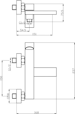 Смеситель для ванны Agger Great A2810011 Хром