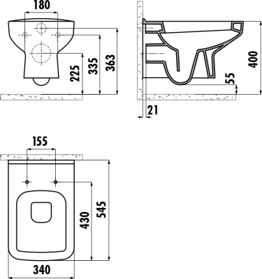 Унитаз Creavit Sphinx SP320-11CB00E-0000 подвесной Белый без сиденья