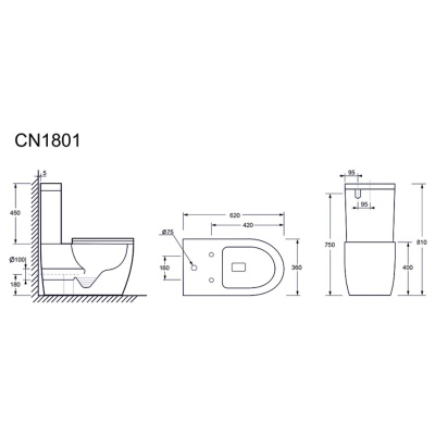 Унитаз компакт Ceramica Nova Mia Rimless CN1801 с бачком и сиденьем Микролифт