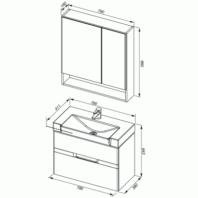 Комплект мебели для ванной Aquanet Виго 80 183671 подвесной Белый
