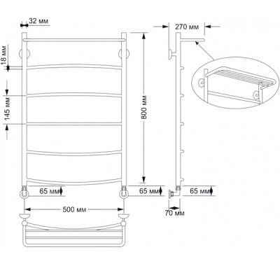 Водяной полотенцесушитель Secado Милан 4 50х80 с полкой Бронза