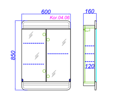 Зеркальный шкаф Aqwella Корсика 60 Kor.04.06 Белый