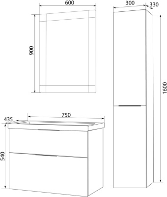 Тумба с раковиной Marka One Idalgo 75П Wood