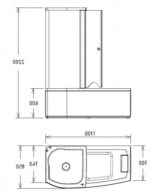 Акриловая ванна Gemy G8040 C 170x85 без гидромассажа L