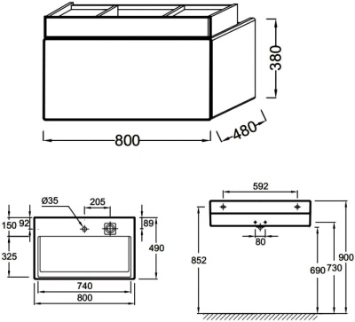 Тумба под раковину Jacob Delafon Terrace 80 EB1186-G1C подвесная Белая глянцевая