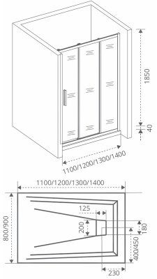 Душевая дверь в нишу Good Door Orion WTW-130 130 профиль Хром стекло прозрачное