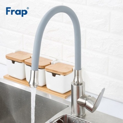 Смеситель для кухни Frap F4448 Нержавеющая сталь Серый