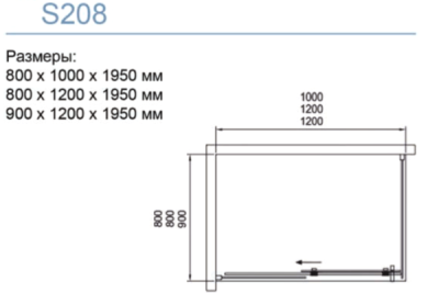 Душевой уголок Black&White Stellar Wind S208-900х1200 прямоугольный профиль Серебристый хром стекло прозрачное