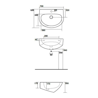Раковина Kerasan Aquatech 3740 700 мм