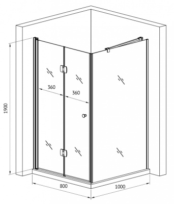 Душевой уголок Gemy Dutch Windmill S37193B-D100 80х100 профиль Хром стекло прозрачное