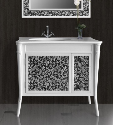 Тумба Атолл Валенсия 100 New bianco (черная патина) Bianco (черная патина)