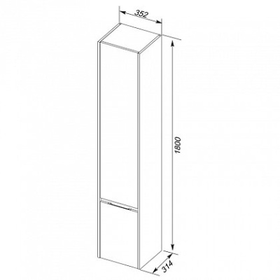 Шкаф пенал Aquanet Коста 35 188408 подвесной R Дуб антик Белый