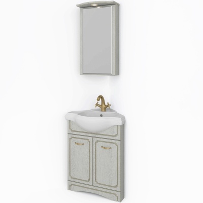 Зеркальный шкаф Какса-А Патина 37 004501 угловой Бежевый с золотом