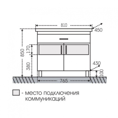 Тумба с раковиной СанТа Дублин 80 1 ящик Белая
