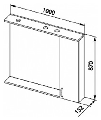 Зеркало со шкафом Aquanet Донна 100 169184 с подсветкой R Дуб светлый